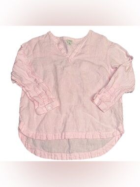 LL Bean Light Pink Linen 3/4 Sleeve XS Womens Beach Coastal Resortwear Travel